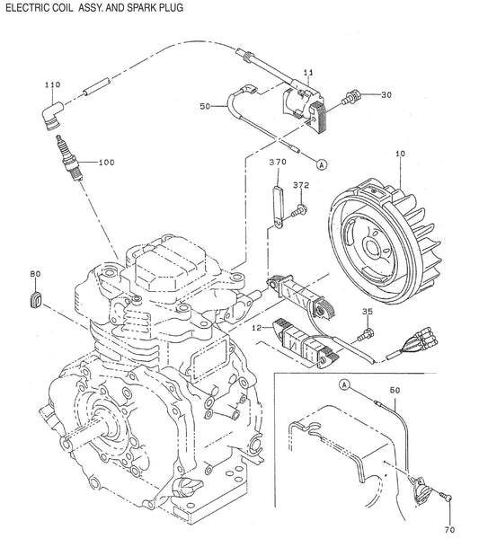 GA-6RZR2 Electric Coil Assembly and Spark Plug Assembly Parts