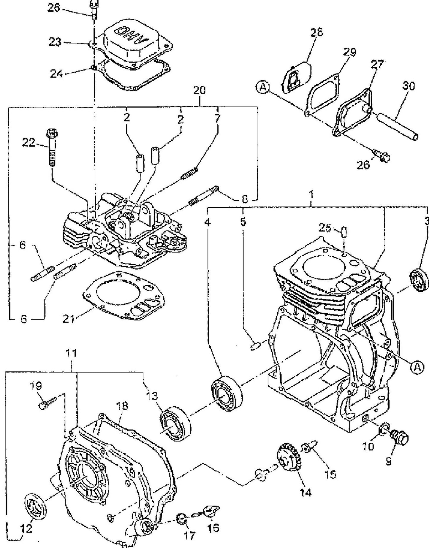 Gas Engine Assembly Parts For MAC6000 Air Compressor By Makita