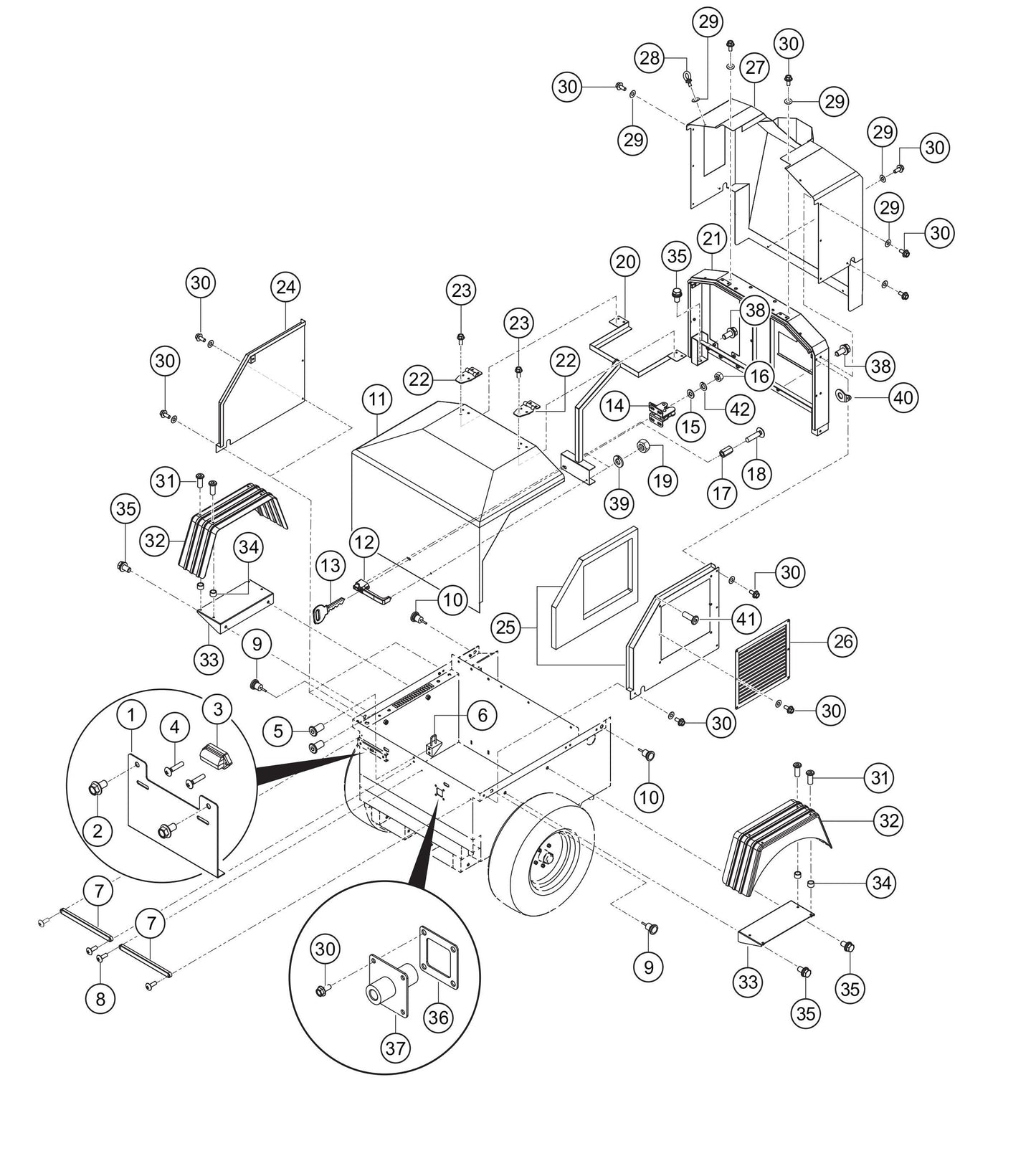 GBX12SK GloBug Lighting System Enclosure Assembly Parts by Multiquip