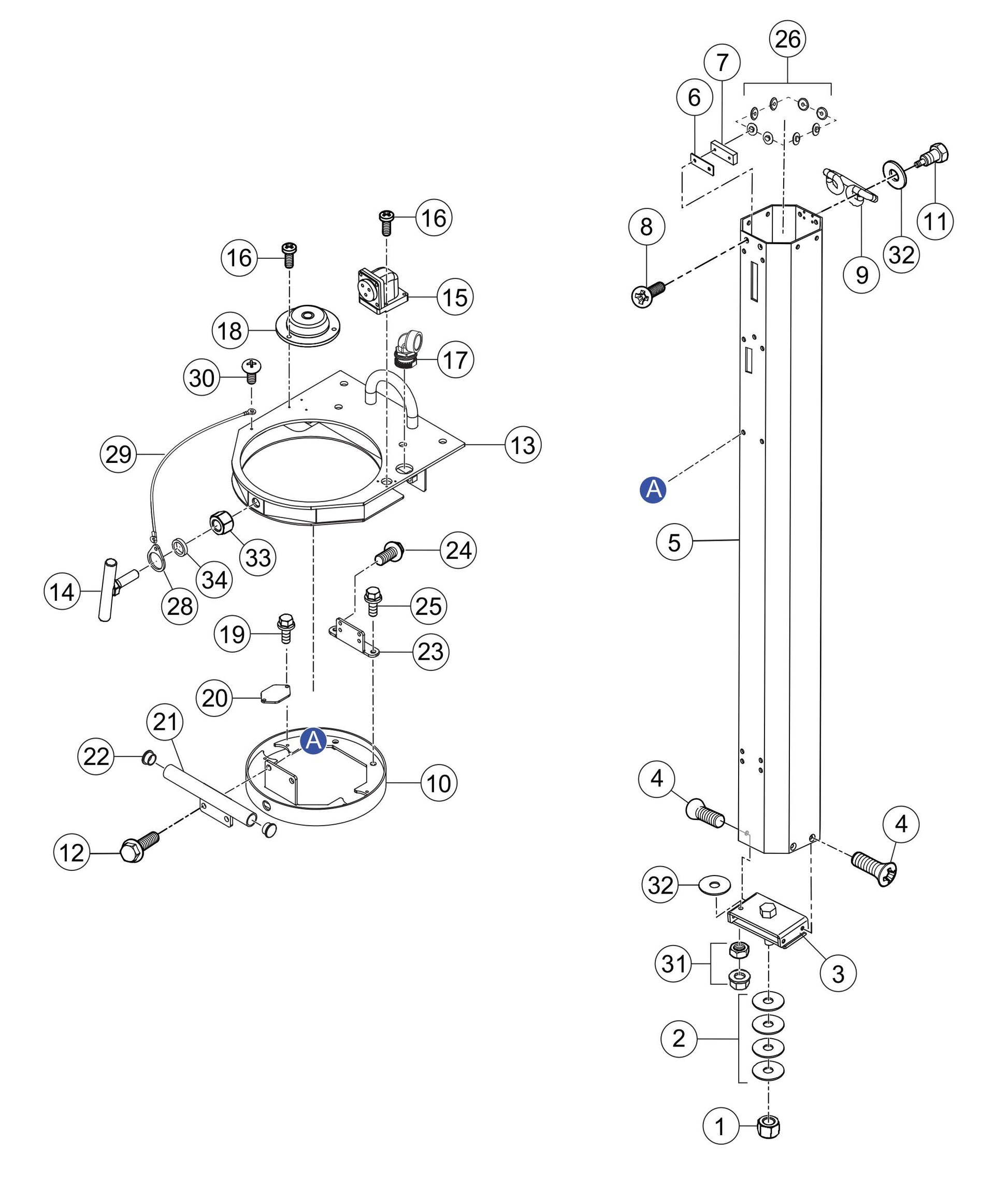 GBX12SK GloBug Lighting System Mast Group 1 Assembly Parts by Multiquip