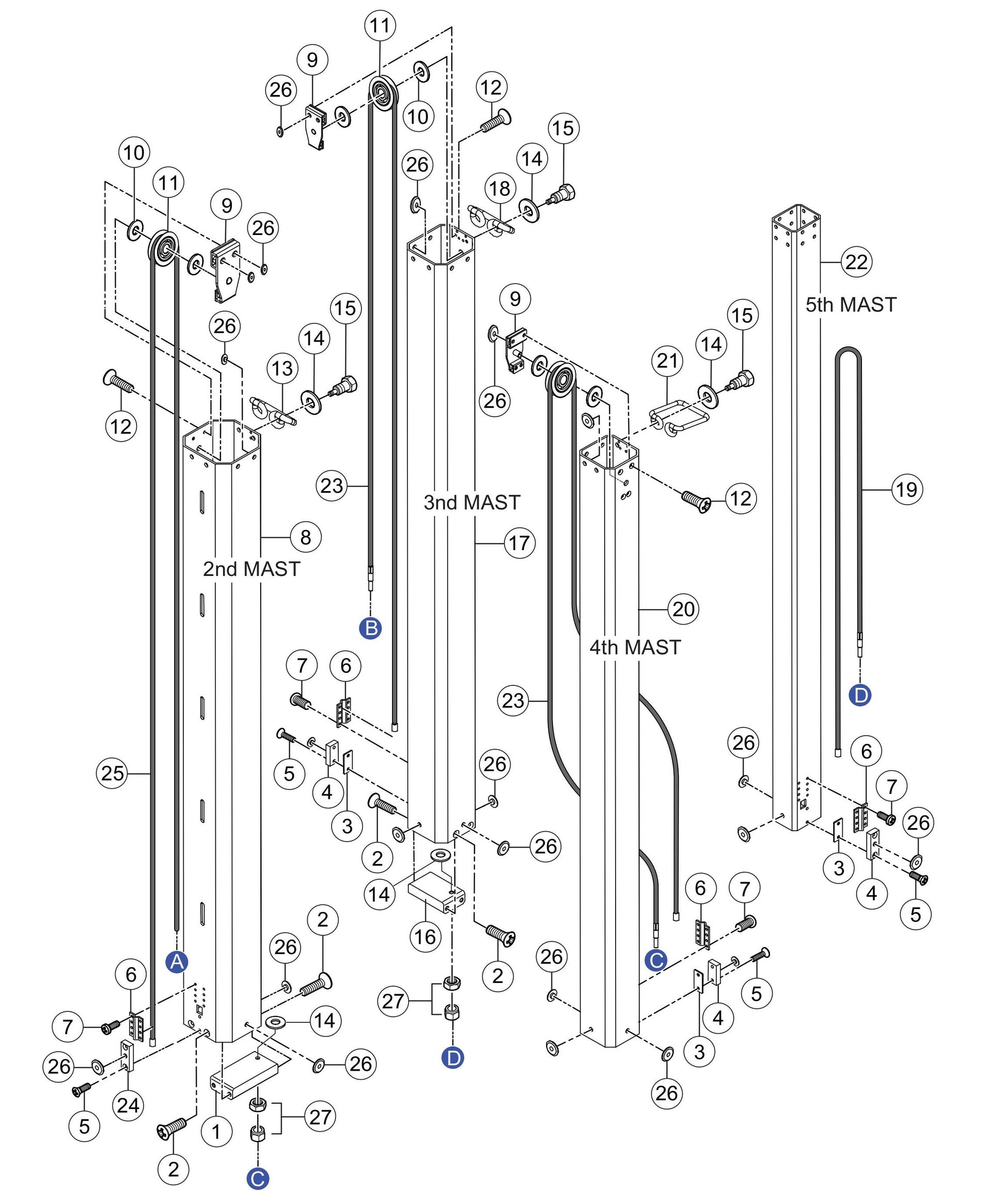 GBX12SK GloBug Lighting System Mast Group 2 Assembly Parts by Multiquip