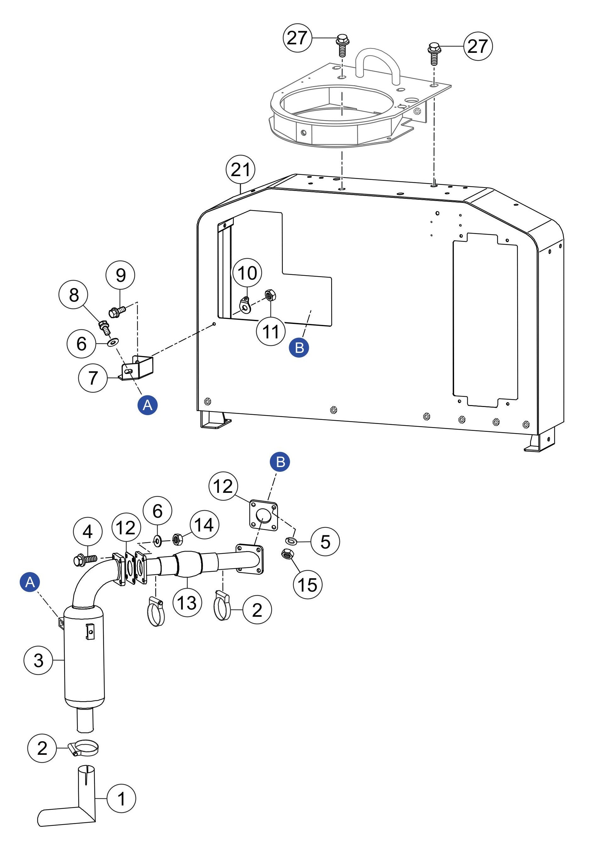 GBX24BK GloBug Lighting System Frame 1 (Muffler) Assembly Parts by Multiquip