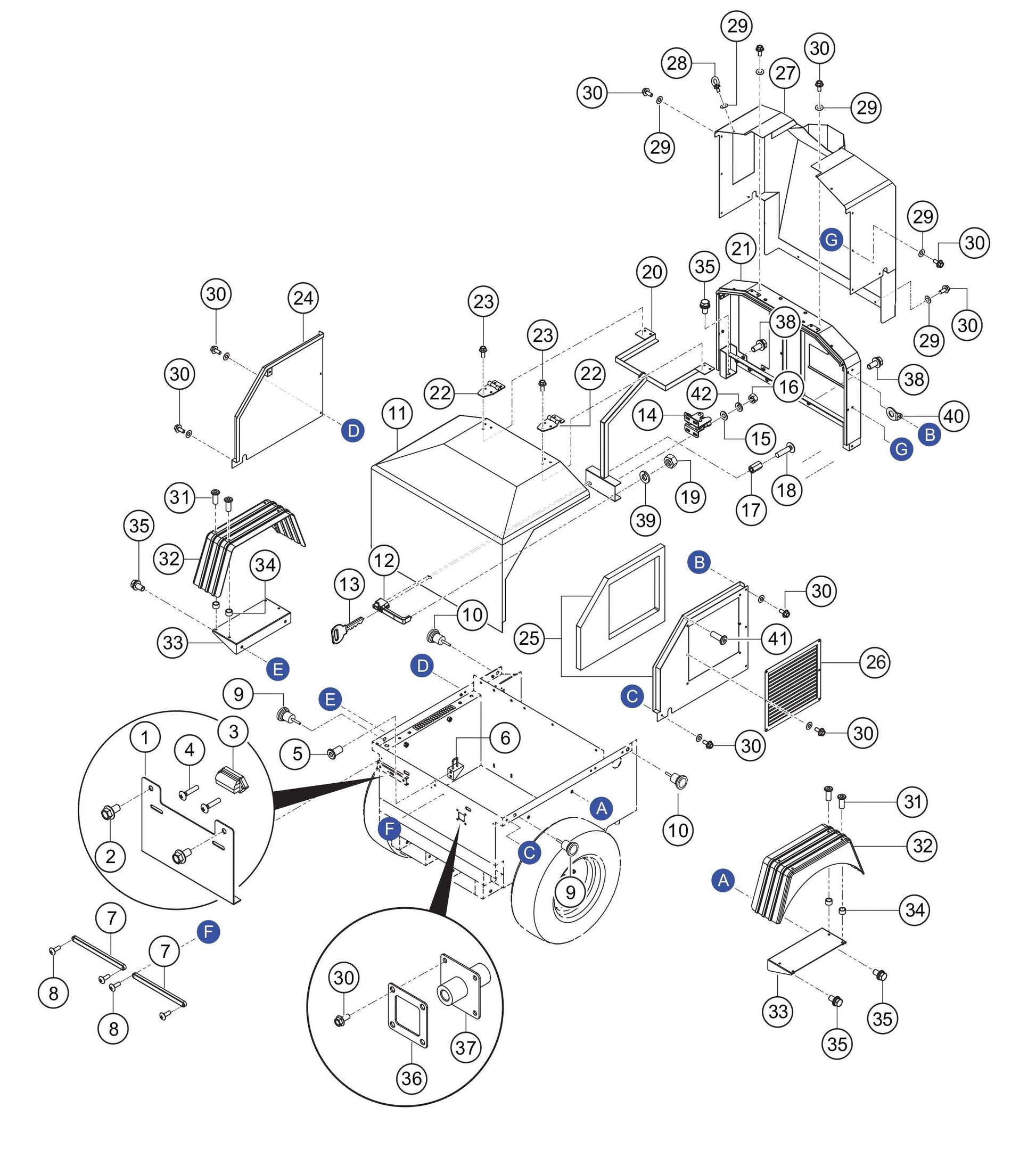 GBX24BK GloBug Lighting System Enclosure Assembly Parts by Multiquip