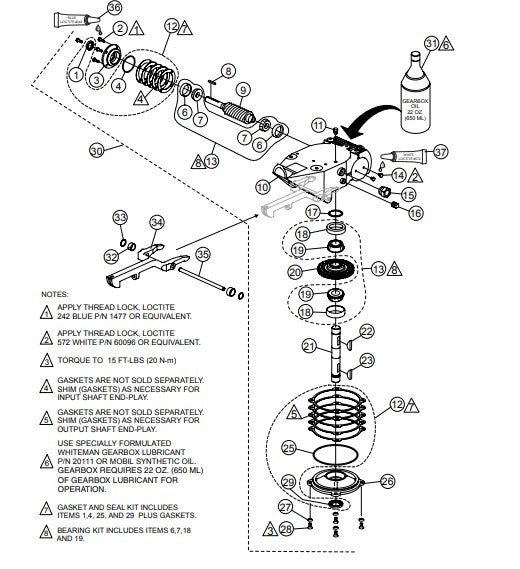 Gearbox Assembly Parts for BH90C Trowels by Multiquip Whiteman