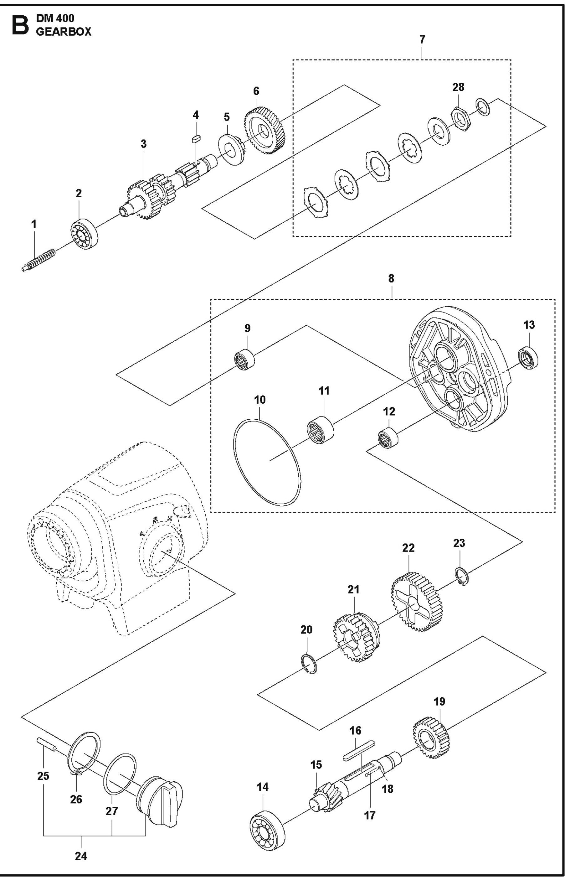 DM 400 Gearbox Parts For DM 400 By Husqvarna