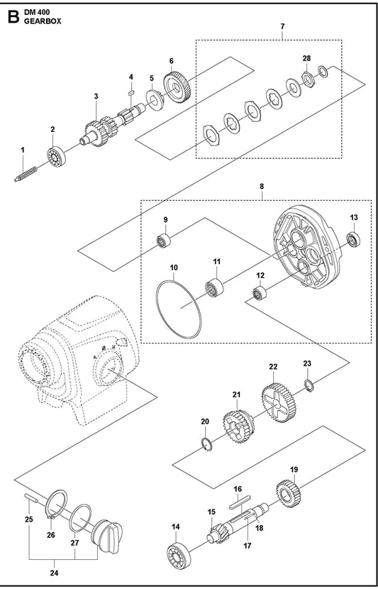 DM 400 Gearbox Parts For DM 400 By Husqvarna