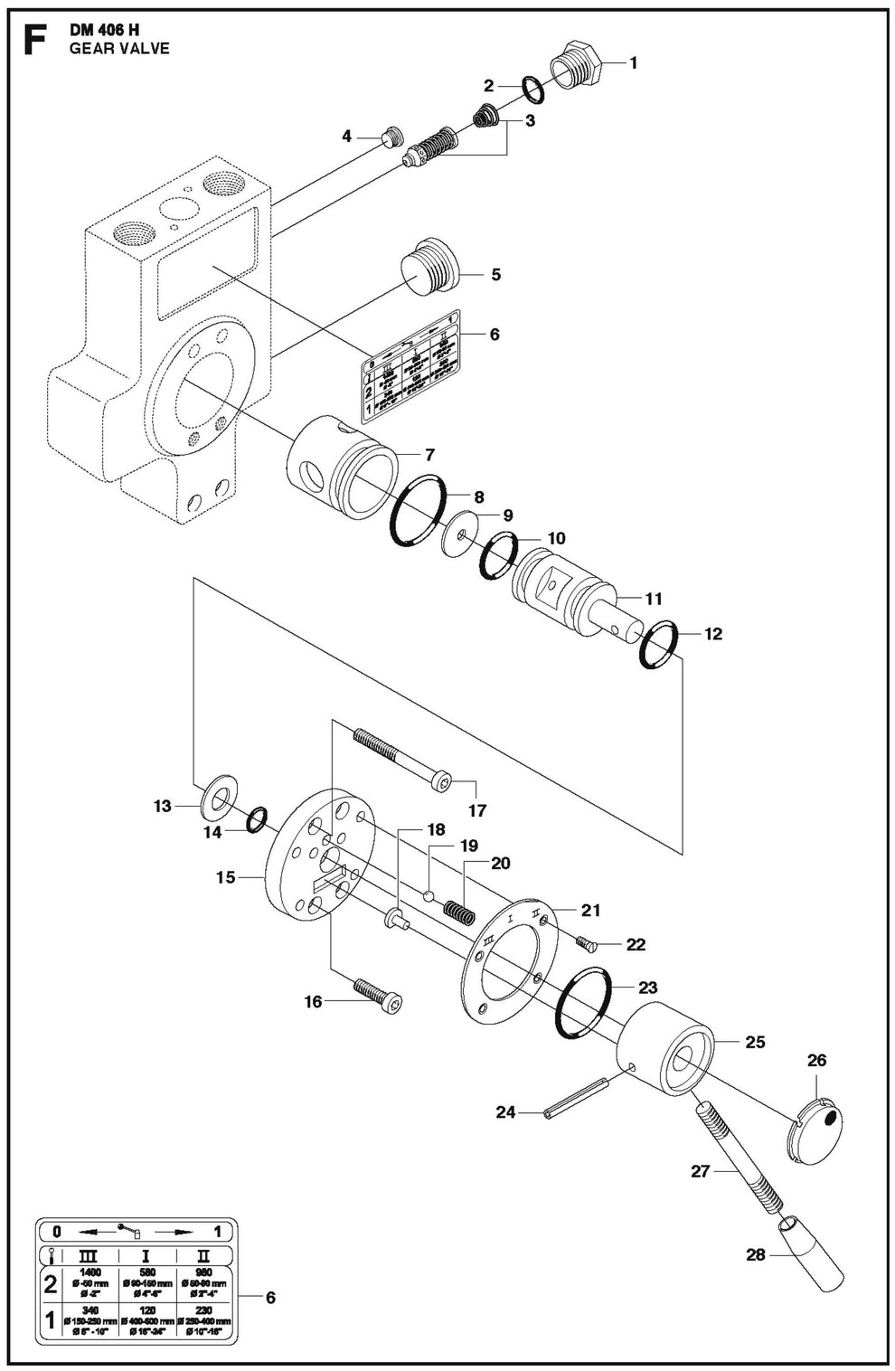 Gear Valve Parts For Core Drill Motor DM 406 H By Husqvarna