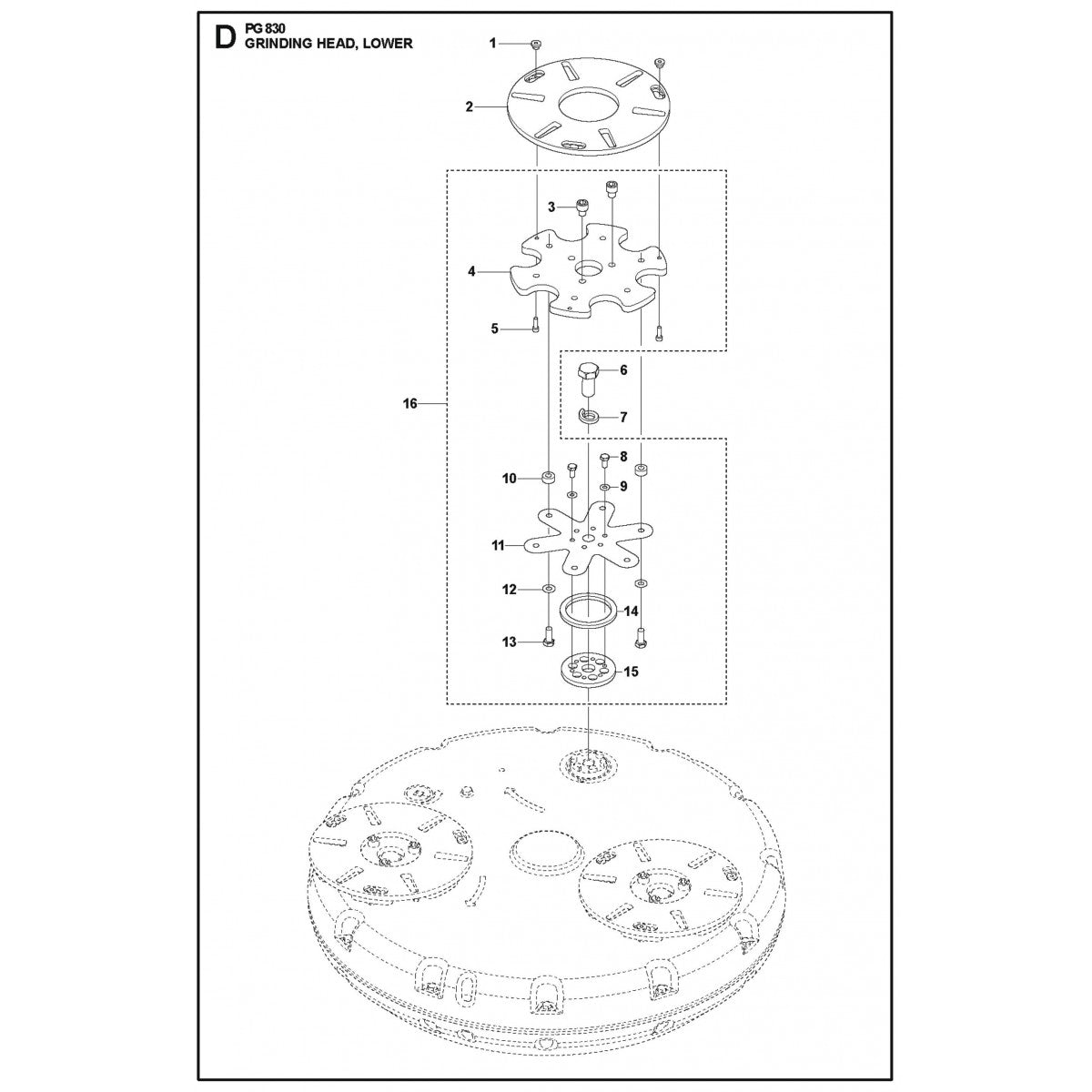 Grinding Head, Lower Parts For PG 830 By Husqvarna