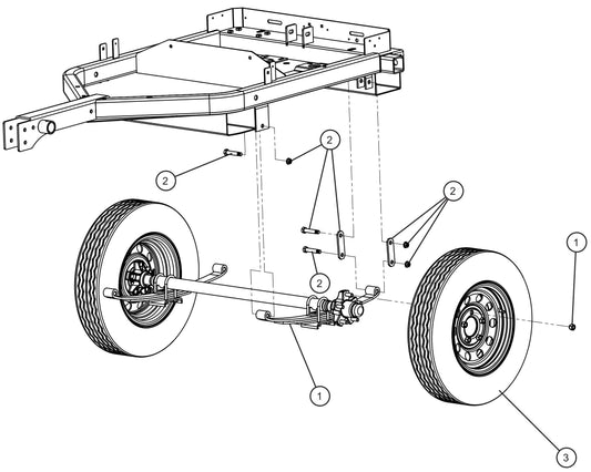 Axle and Wheels Assembly Parts for GR-Series Night-Lite Liquid-Cooled CM Light Tower By Allmand