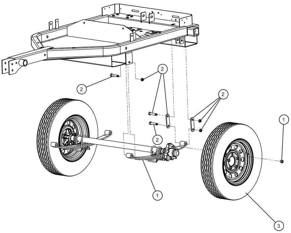 Axle and Wheels Assembly Parts for GR-Series Night-Lite Liquid-Cooled CM Light Tower By Allmand