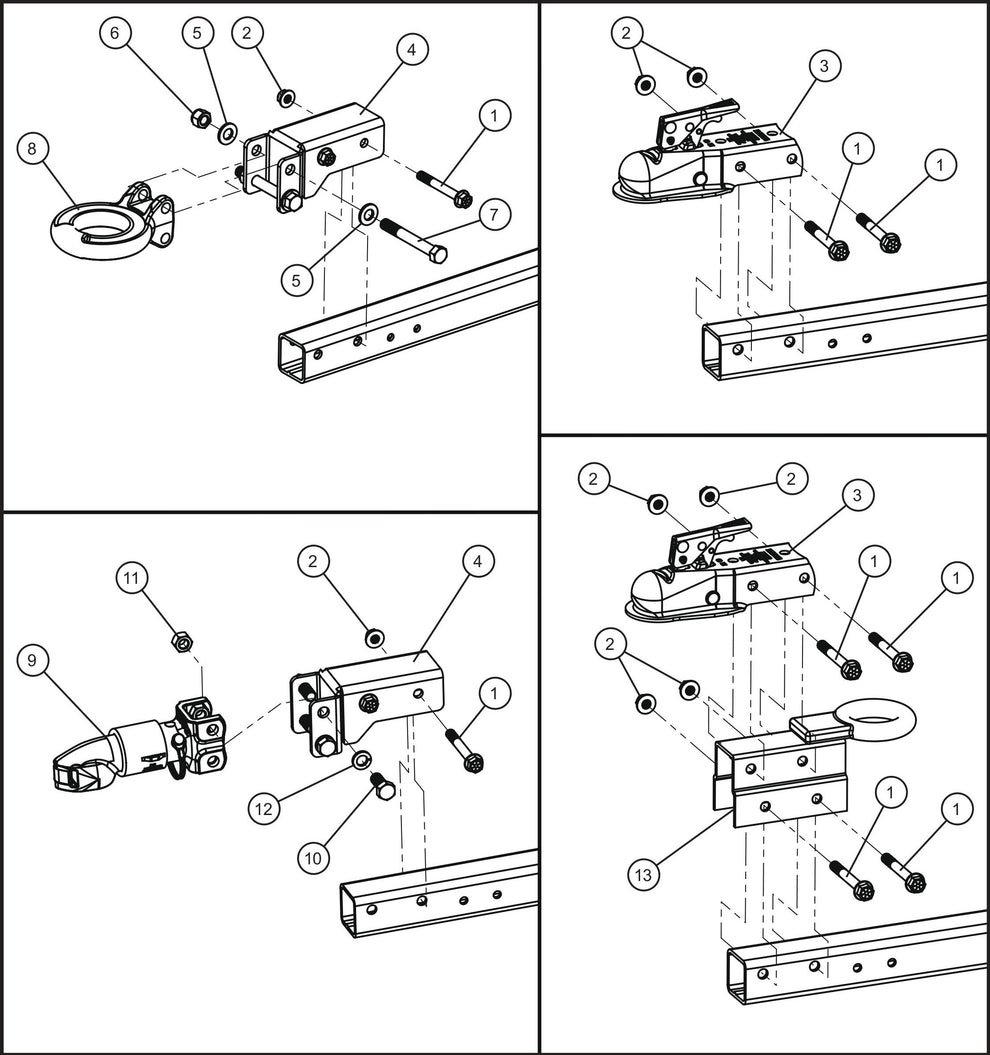 Tongue Coupler Options Assembly Parts for GR-Series Night-Lite Liquid-Cooled CM Light Tower By Allmand