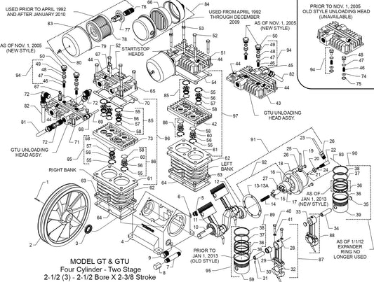 1 G1 T And GTU Two Stage Air Compressor Pump Parts By Jenny Products