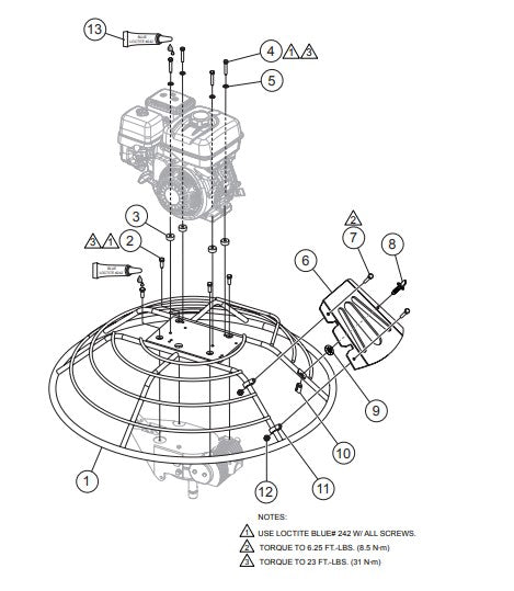 JH55C-JH90C-JS60C  Guard Ring and Engine Mounting Assembly. Parts by Multiquip Whiteman