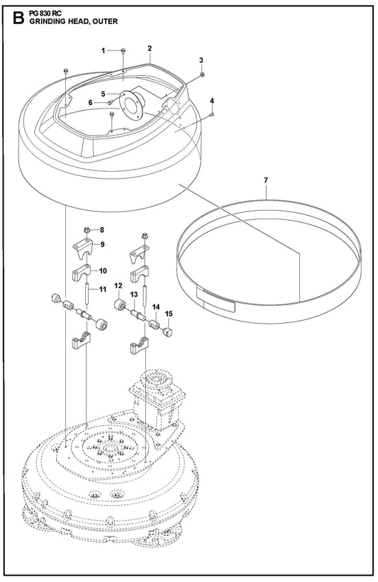 Grinding Head, Outer Parts For PG 830 RC By Husqvarna