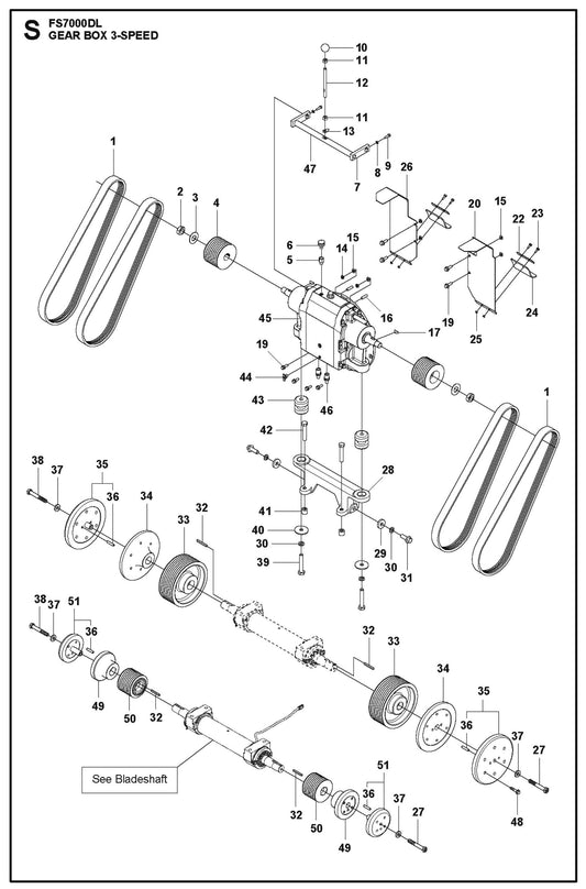 Gear Box 3-Speed Parts for FS7000 DL By Husqvarna