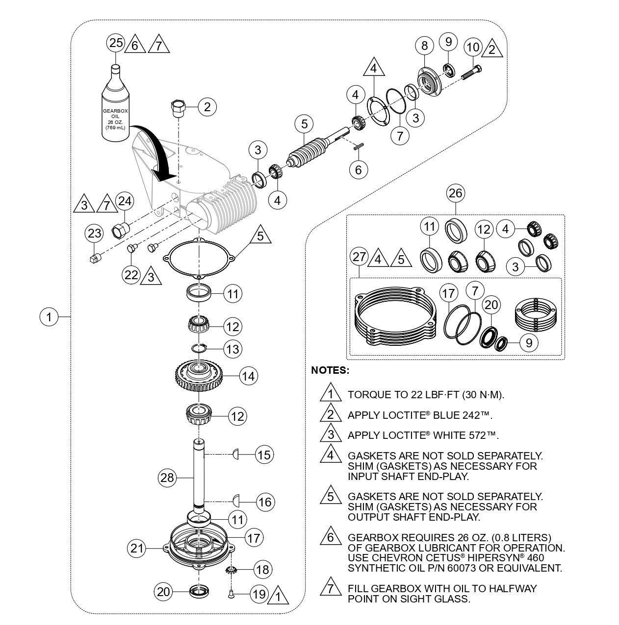 Gearbox Assembly Parts for J3036H55 Trowels by Multiquip Whiteman