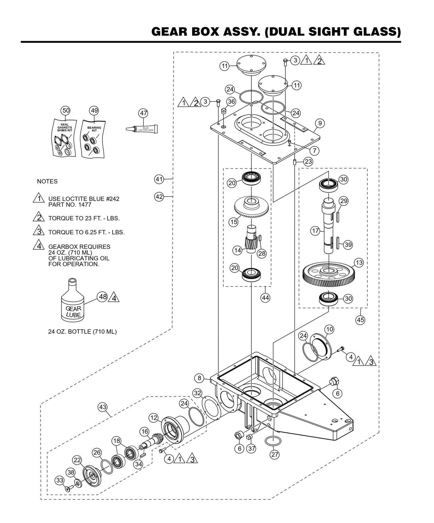 HHXG5 Gearbox Assembly (Dual Sight Glass)
