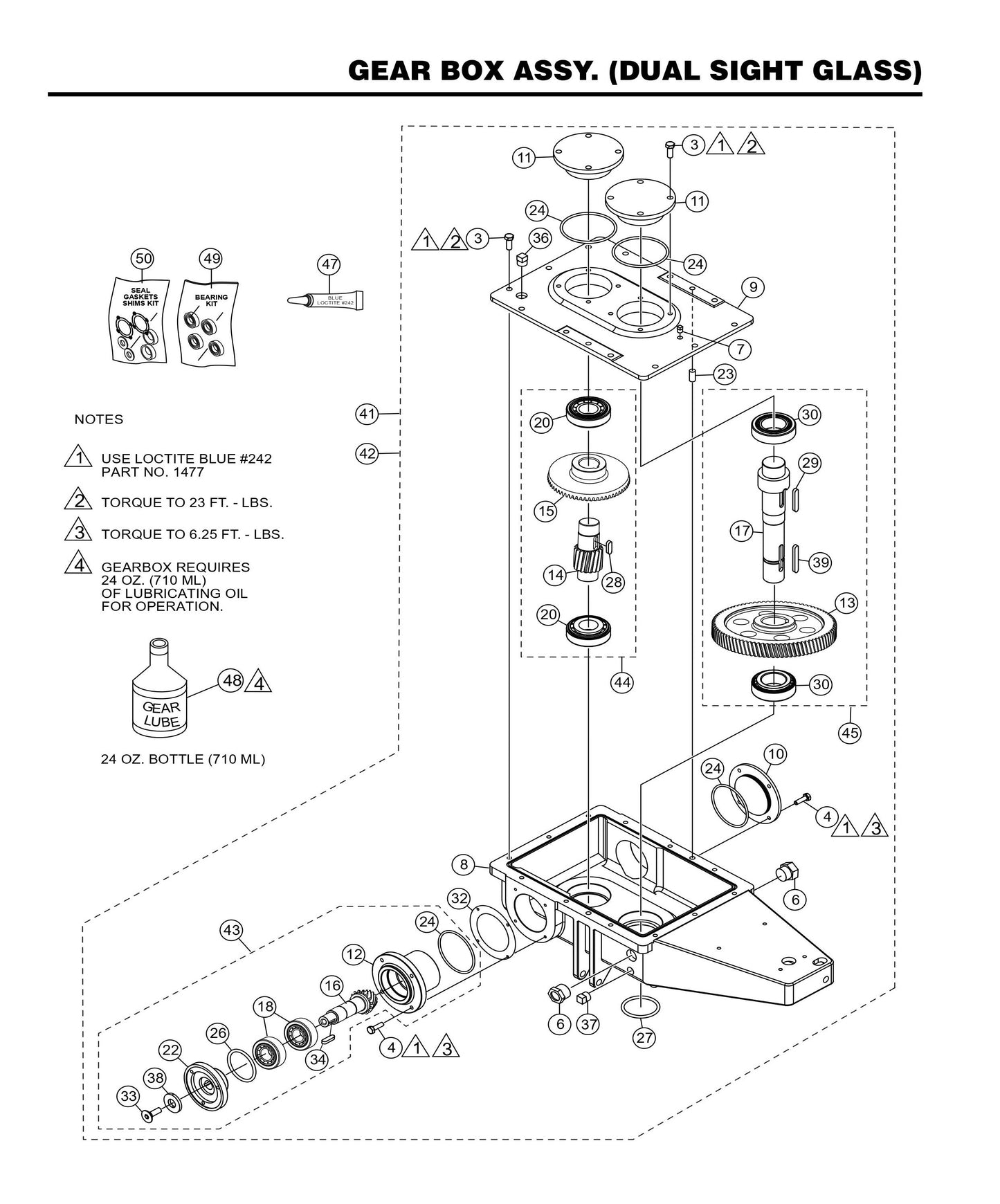 HHXDF4 HHXDF5 Gearbox Assembly (Dual Sight Glass)