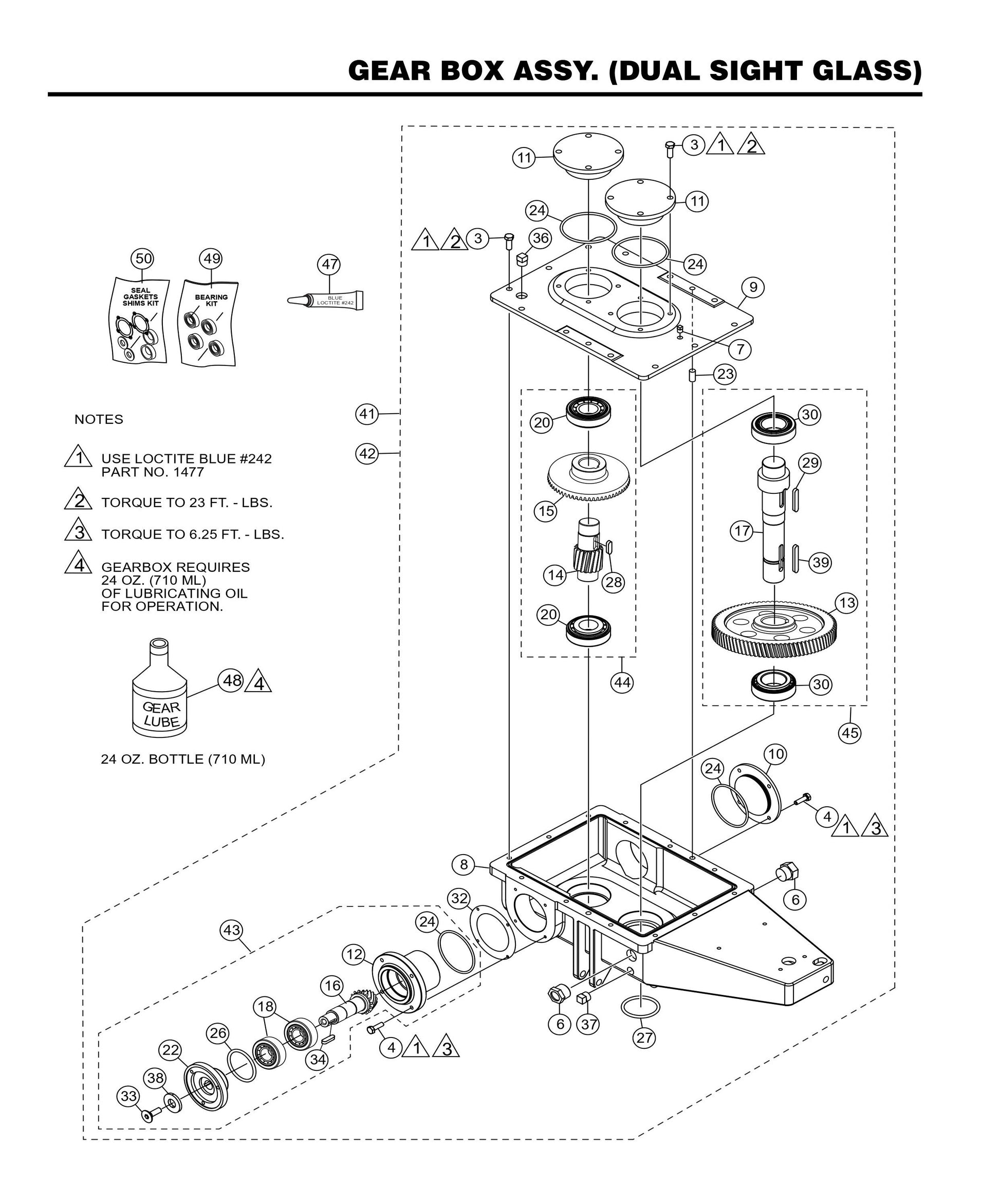 HHXDF4 HHXDF5 Gearbox Assembly (Dual Sight Glass)