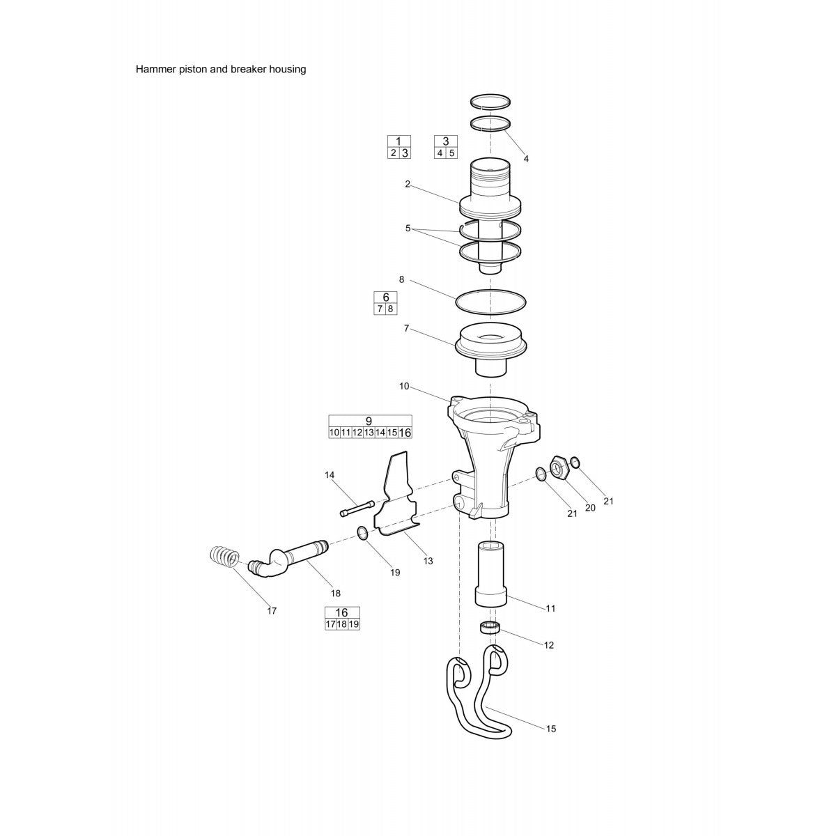 CP Red Hawk Petrol Breaker Hammer Position And Breaker Housing Parts By Chicago Pneumatics