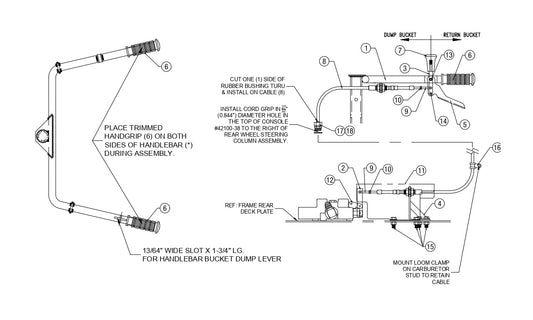 AW16-K, AW21-K &amp; AW16-P Handle Mounted Dump Lever Assembly Parts By Allen Engineering