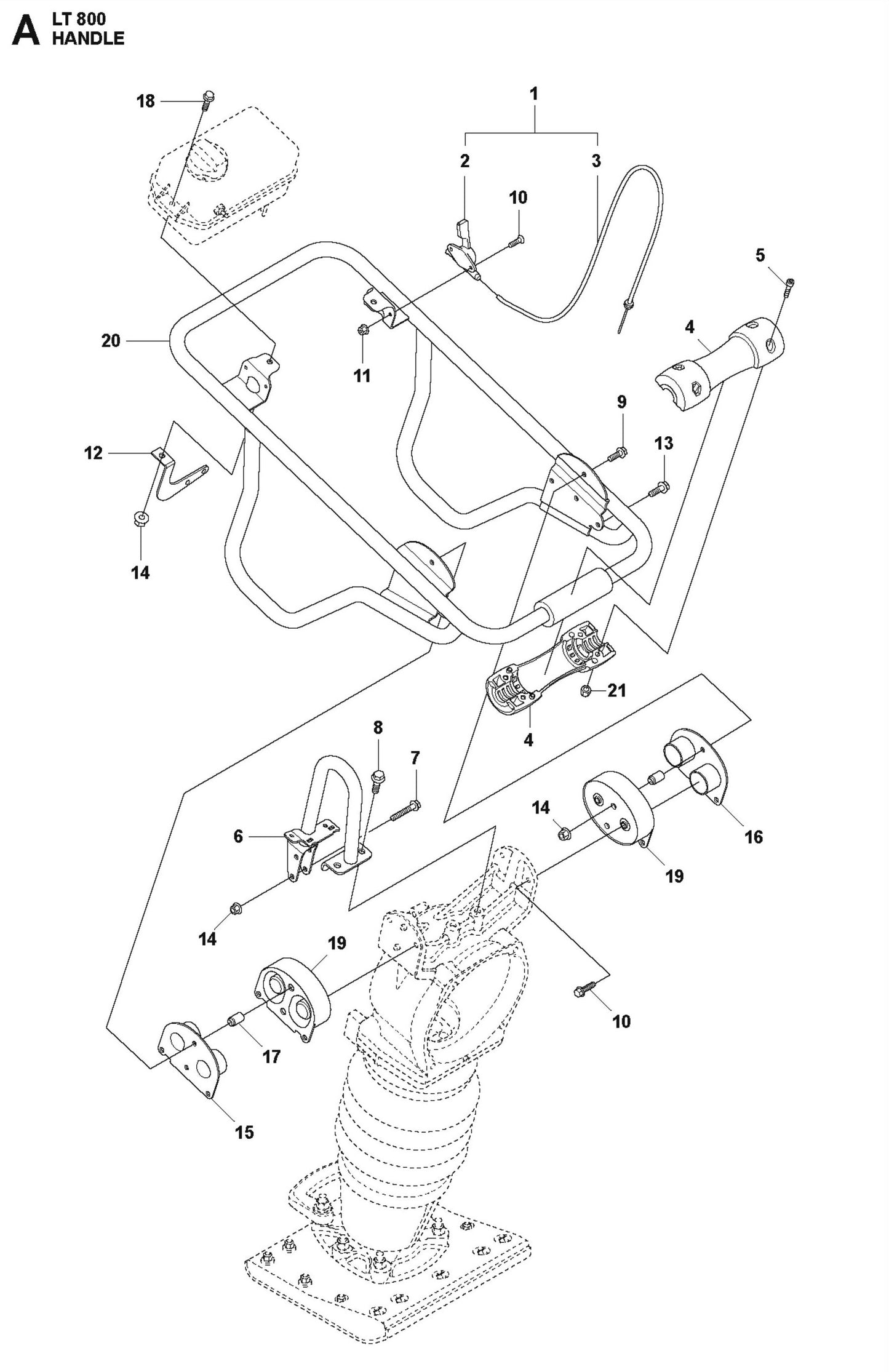 Handle Parts For LT 800 Jumping Jack Rammer By Husqvarna