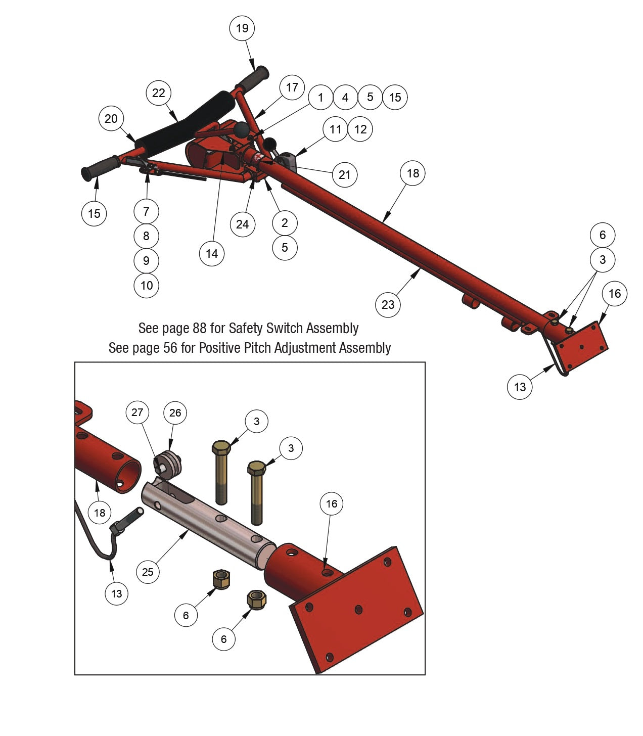 PRO430E / PRO436 / PRO436E / PRO436TC / PRO446 / PRO446TC Handle Positive Pitch Assembly Parts By Allen Engineering