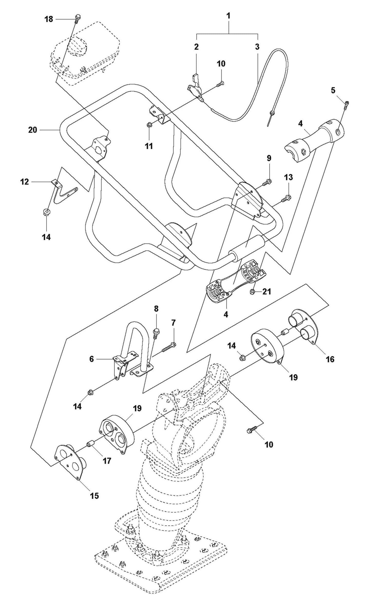 LT 800 Handle Assembly Parts by Husqvarna