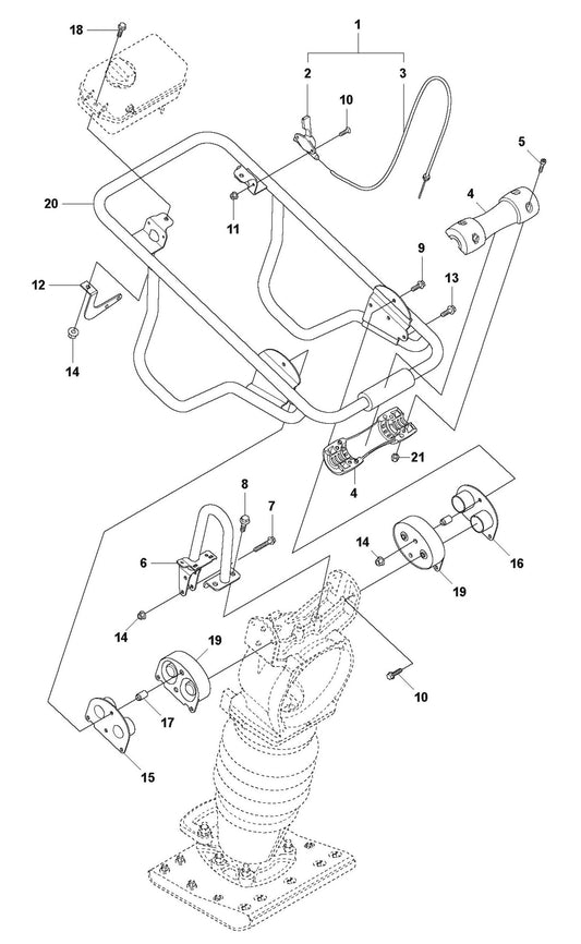 LT 800 Handle Assembly Parts by Husqvarna