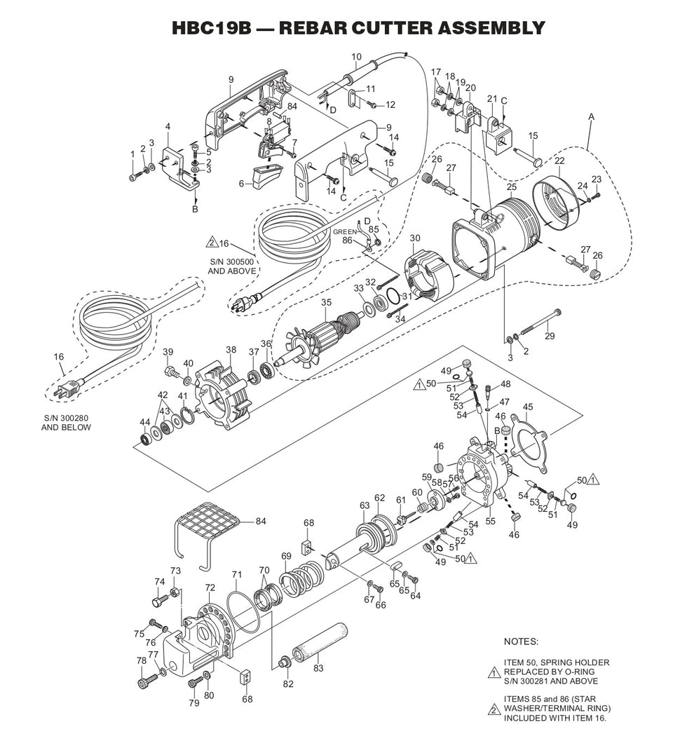 Rubber Cutter Assembly Parts -  HBC19B