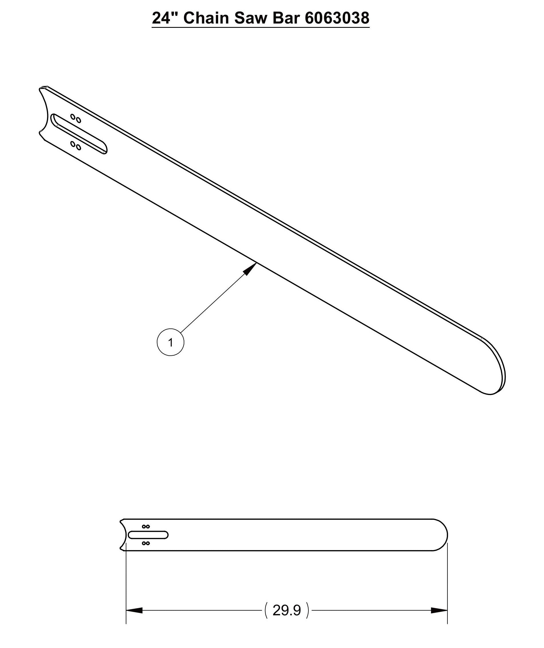 HCH50 24" Chain Saw Bar Assembly Parts