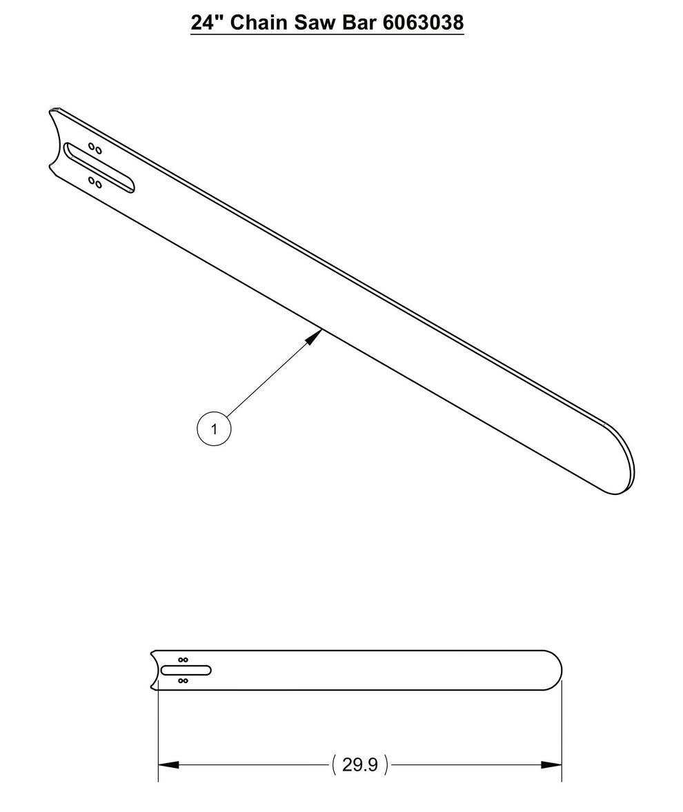 HCH50 24" Chain Saw Bar Assembly Parts