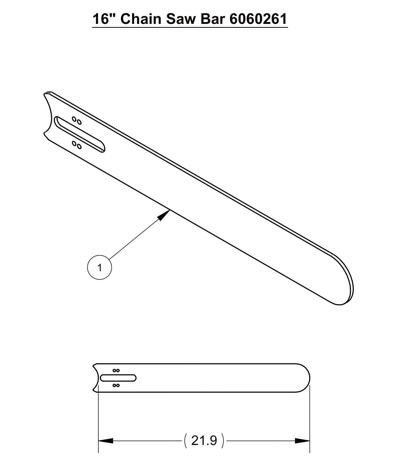 HCH50 16" Chain Saw Bar Assembly Parts