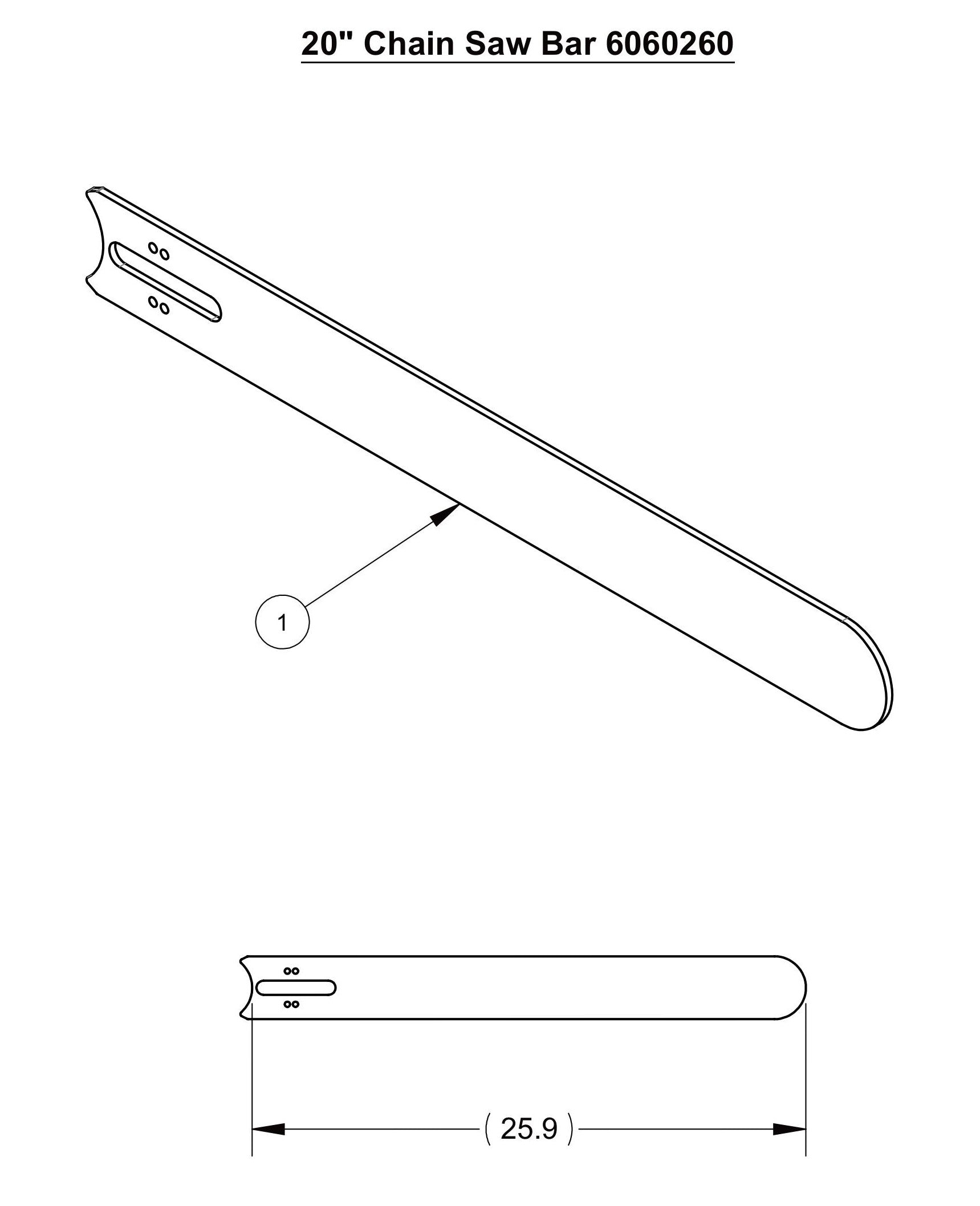 HCH50 20" Chain Saw Bar Assembly Parts