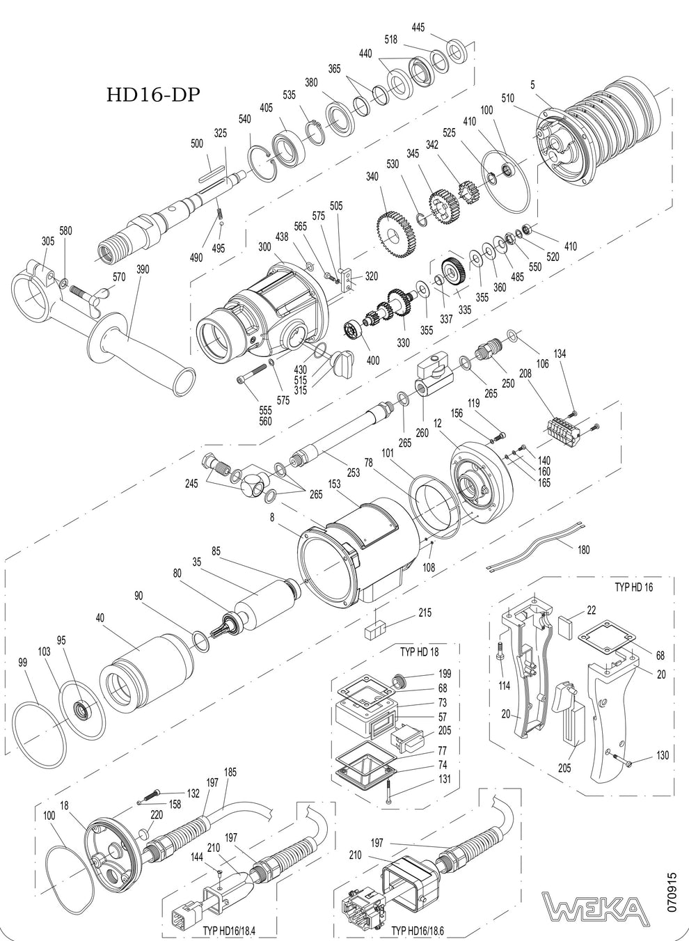 HD16 High Cycle Hand Drill Motor Assembly Parts