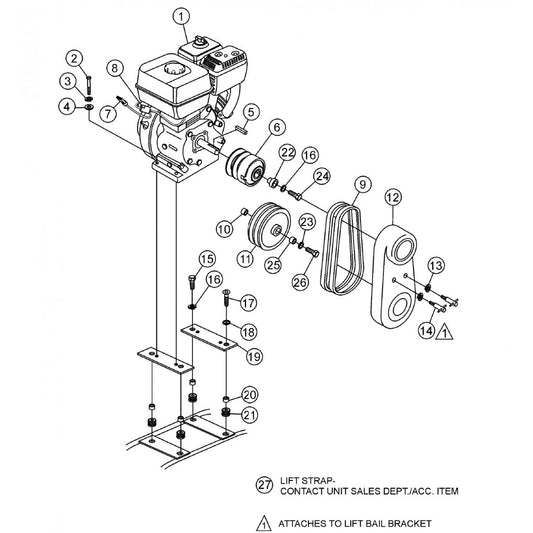 HDA Engine and Clutch(11 HP) Assembly Parts for HDA Series Trowels by Multiquip Whiteman