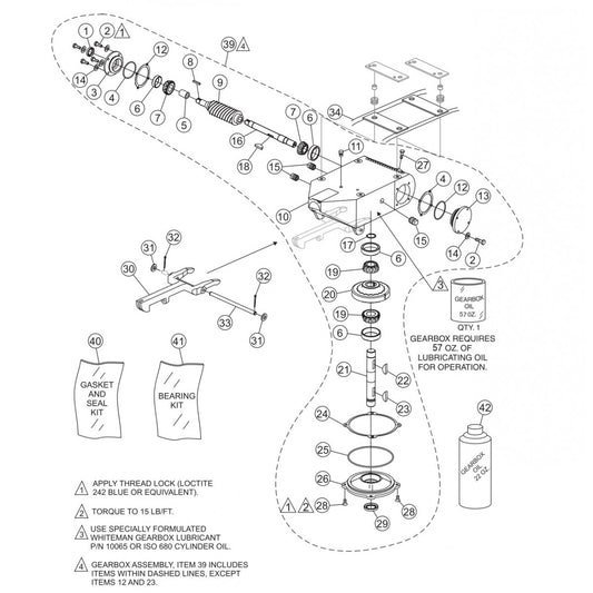 HDA Gearbox Assembly Parts for HDA Series Trowels by Multiquip Whiteman