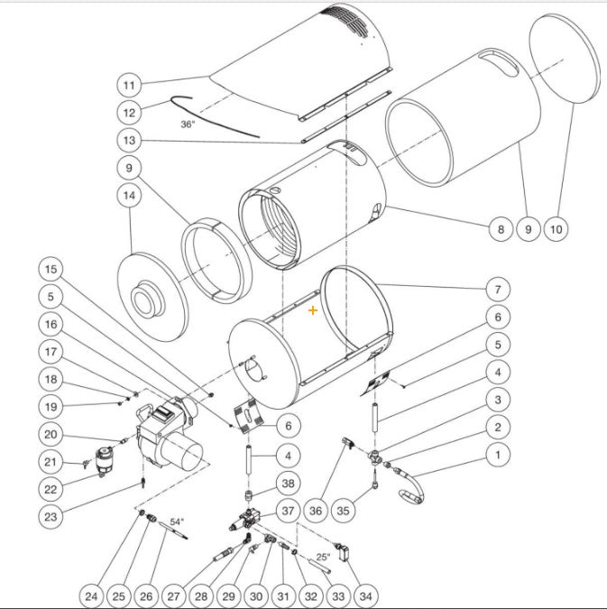 HDS-3005-0K6A, HDS-3006-0B7G, HDS-3505, HDS-3506 (sn:0-99999999) Heat Exchange Assembly Parts by Mi-T-M
