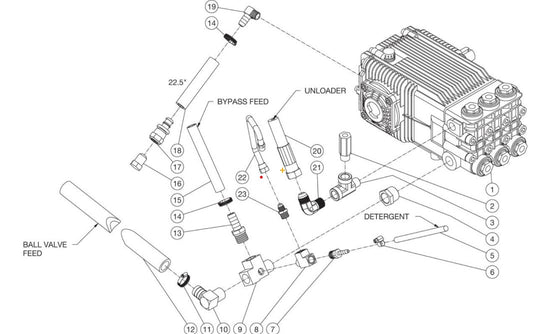 HDS-3008-0B7G/0K6G, HDS-3008-0H6G/1H6G, HDS-4005-0B7G/0H6A/0H6G/0K6A/0K6G/2H6G/1K6G Pump Plumbing Assembly Parts by Mi-T-M