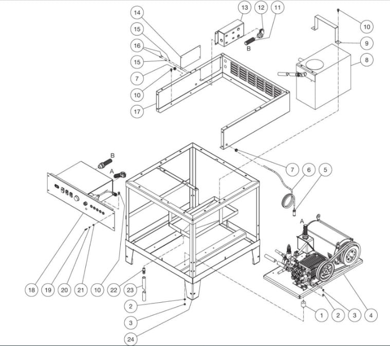 HEG-0210-0E9G, HEG-2010-0E3G/0E4G/0E5G, HEG-3008-0E3G/0E4G/0E5G/0E9G Pump Frame Assembly Parts By MiTM