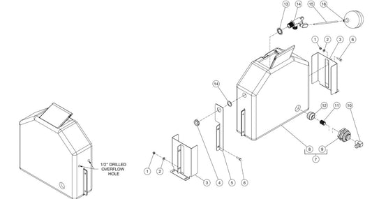 HEG-1805, HEG-2004, HEG-3004, HEG-3005, (sn:15006769-15015061)(sn:15015062-15021777)(sn:15021778-15149802)(sn:15149803-99999999) HEO Series Float Tank Assembly Parts By MiTM