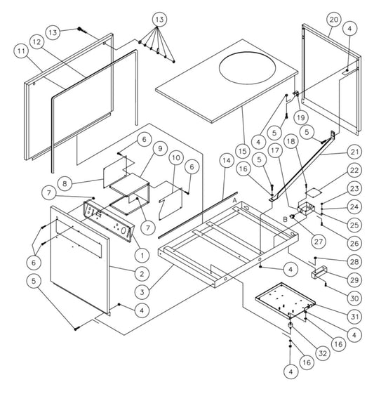 HG-1505-0M10/0M30, HG-2004-0M10/0M30, HG-2205-0M10/0M30, HG-3004-0M10/0M30 Frame Assembly Parts By Mi-T-M
