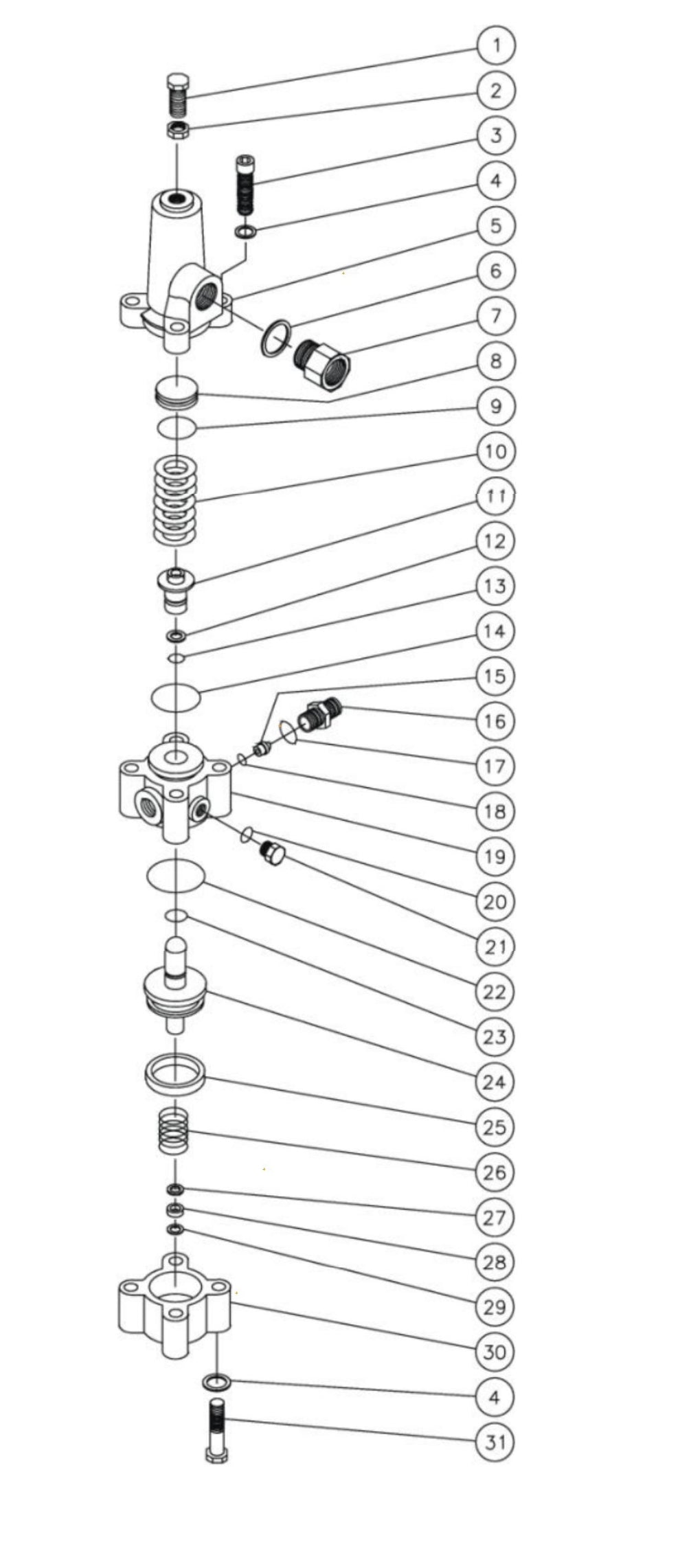 HS-3006-0MGD, HS-3006-0MDK, HS-3008-1MGK, HS-3505-0MDK Gasoline Models Unloader Assembly Parts by Mi-T-M