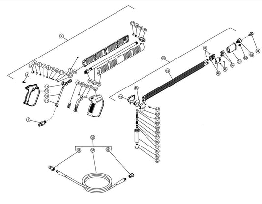 HG-1505-0M10/0M30, HG-2004-0M10/0M30, HG-2205-0M10/0M30, HG-3004-0M10/0M30 (sn:0-26639), (sn:26640-29516) Dual Lance Assembly Parts By Mi-T-M