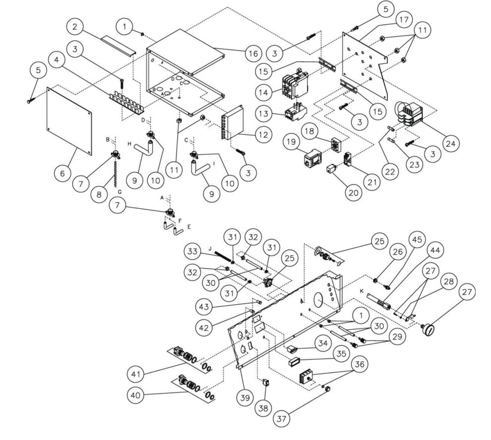 HG-1505-0M10, HG-2004-0M10, HG-2205-0M10, HG-3004-0M10 (sn:0-26639) Control Panel Assembly Parts by Mi-T-M
