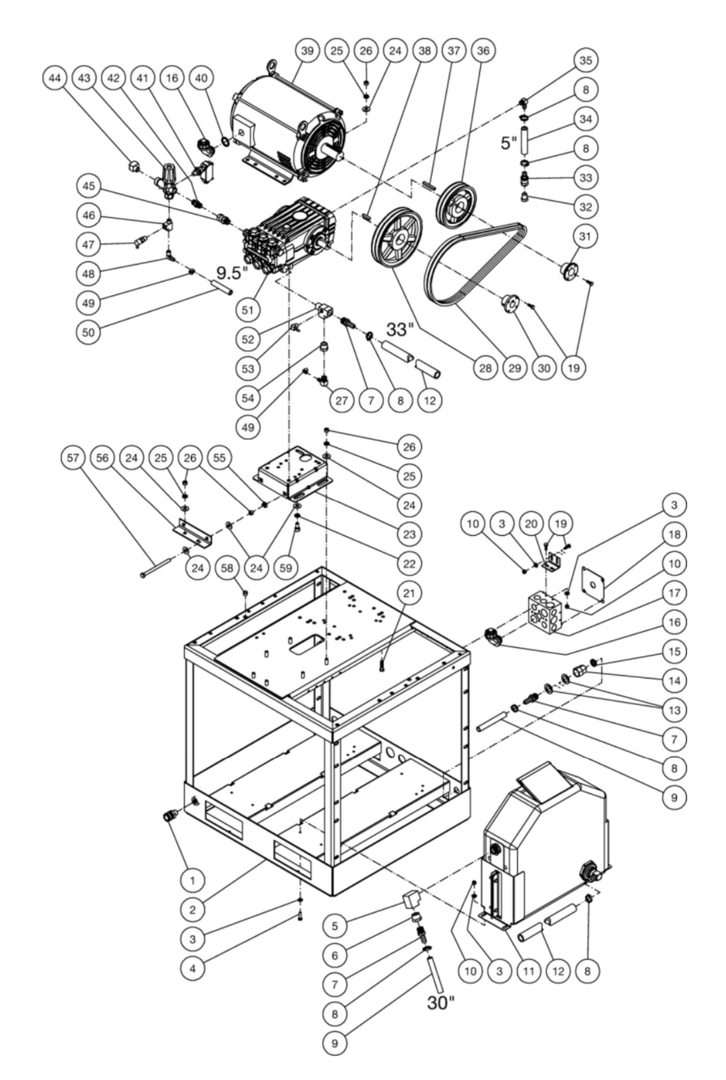 HG (sn:15045001-99999999) Series Motor Base Assembly Parts By Mi-T-M