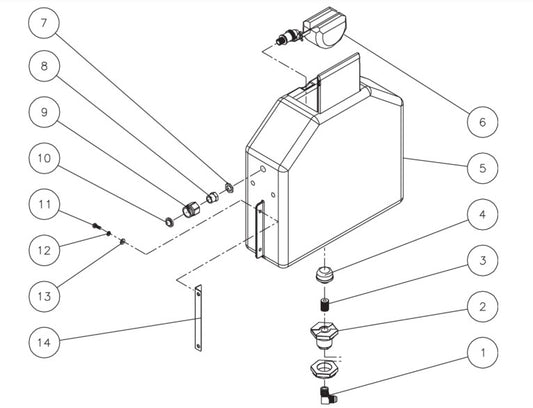 HHD-1002-0E1G, HHD-1003-0E1G, HHD-2004-0E4G/0E8G, HHD-3004-0E2G/0E3G/0E5G/0E8G/0E9G, HHD-3005-0E3G/0E4G/0E5G/0E9G Float Tank Assembly Parts By MiTM