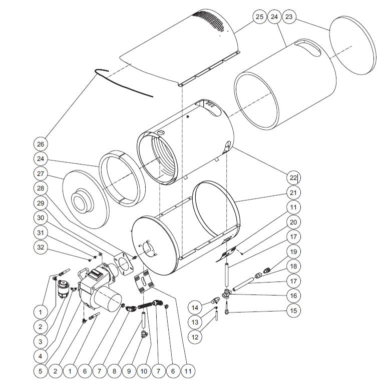 HHS-3005-2E2G/2E3G/2E4G/2E5G/2E8G/2E9G Heat Exchanger Assembly Parts By MiTM