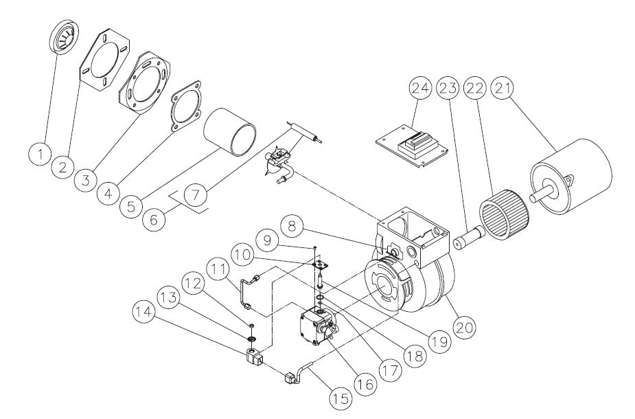 HHS-2004, HHS-3004, HHS-3005, HHS-303-1E1A, HHS-303-0E1A Burner Assembly Parts By MiTM