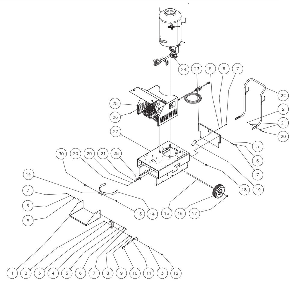 HLP-0703-0M10, HLP-1502-0M10, HLP-0703-2M10 (sn:15011885-15014383), HLP-1502-2M10 (sn:0-15023361) Frame Assembly Parts by Mi-T-M